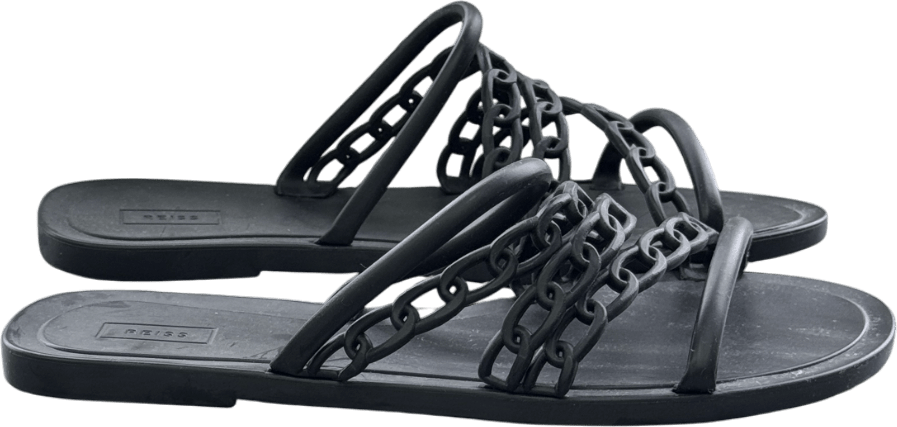 REISS Black Magda Chain Detail Jelly Sandals UK 7 EU 40 👠 - Reliked