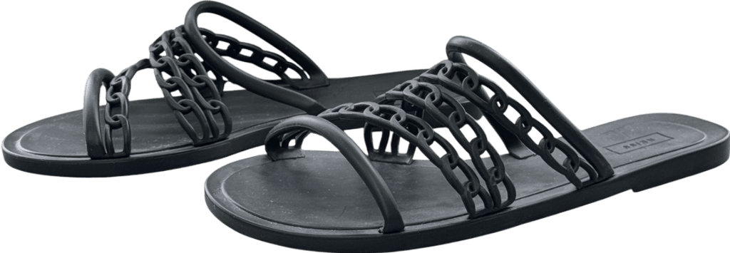 REISS Black Magda Chain Detail Jelly Sandals UK 7 EU 40 👠 - Reliked