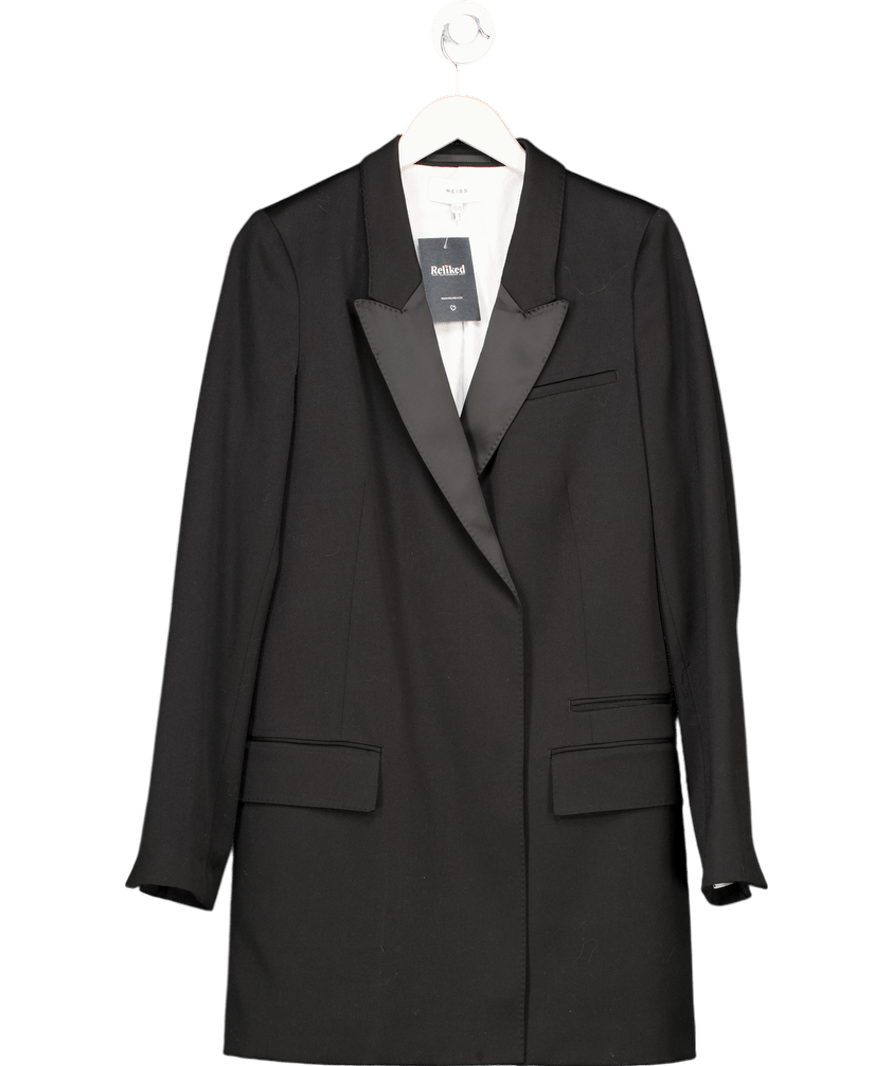 REISS Black Salma Wool - blend Mini Blazer Dress UK 12 - Reliked