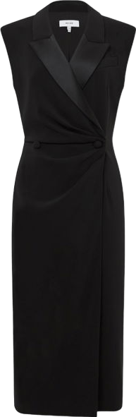REISS Black Tux Bodycon Midi Dress UK 6 - Reliked