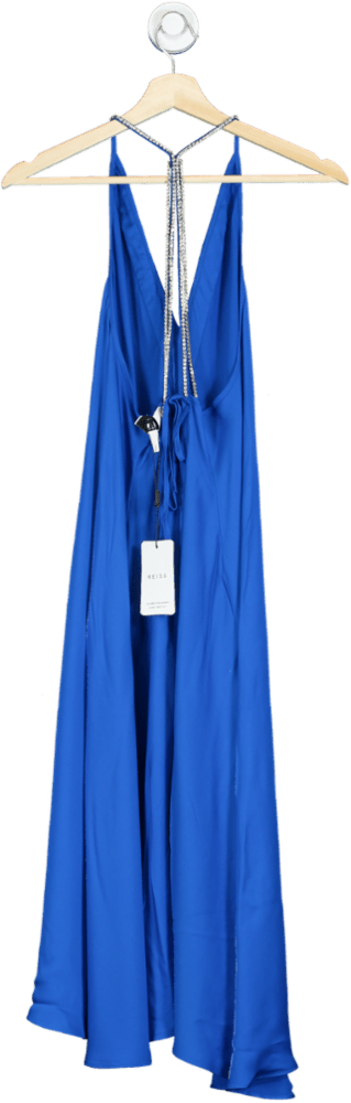REISS Blue Embellished Strap Midi Dress UK 8 - Reliked
