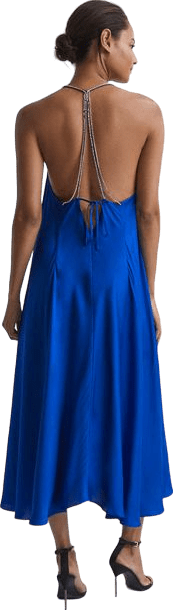 REISS Blue Embellished Strap Midi Dress UK 8 - Reliked