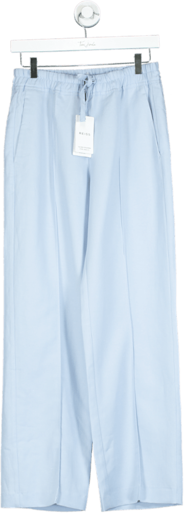 REISS Blue Linen Blend Pull On Trousers UK 6 - Reliked