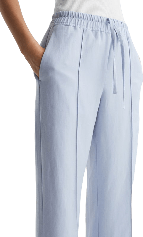 REISS Blue Linen Blend Pull On Trousers UK 6 - Reliked