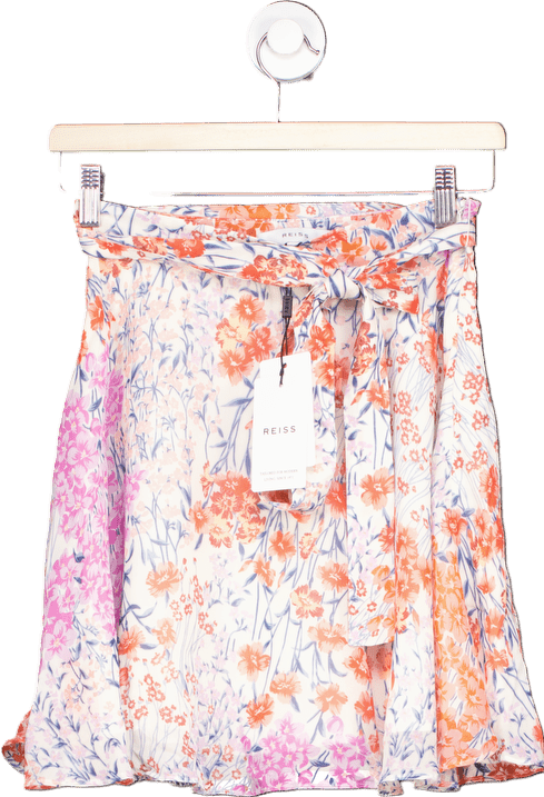 Reiss Coral White Elle - Meadow Print Flippy Skirt UK 6 - Reliked