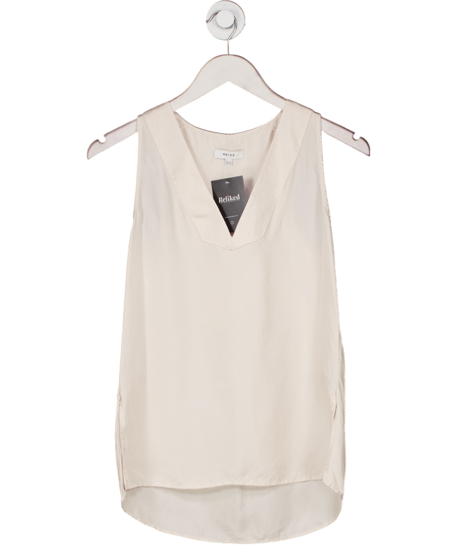 REISS Cream Jorja Sleeveless Silk Top UK 4 - Reliked