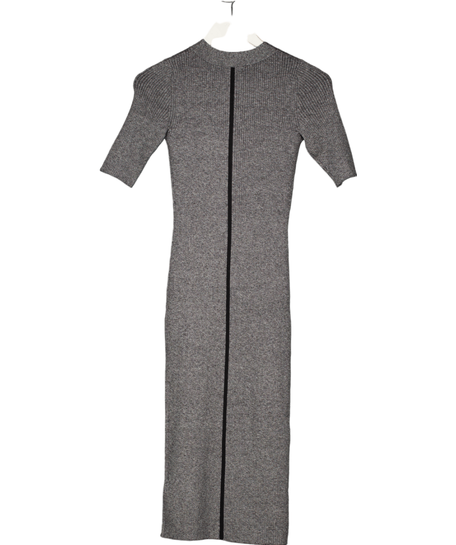 REISS Grey Ribbed Wool Blend Midi Dress UK S - Reliked