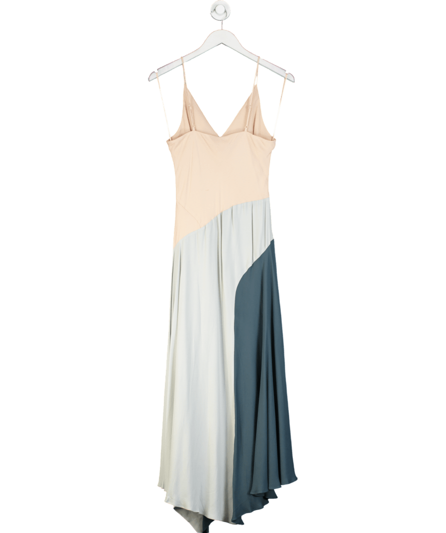 REISS Hudson Fitted Asymmetric Midi Dress In Nude UK 8 - Reliked