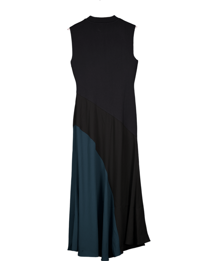 REISS Hybrid Colourblock Midi Dress In Black UK S - Reliked