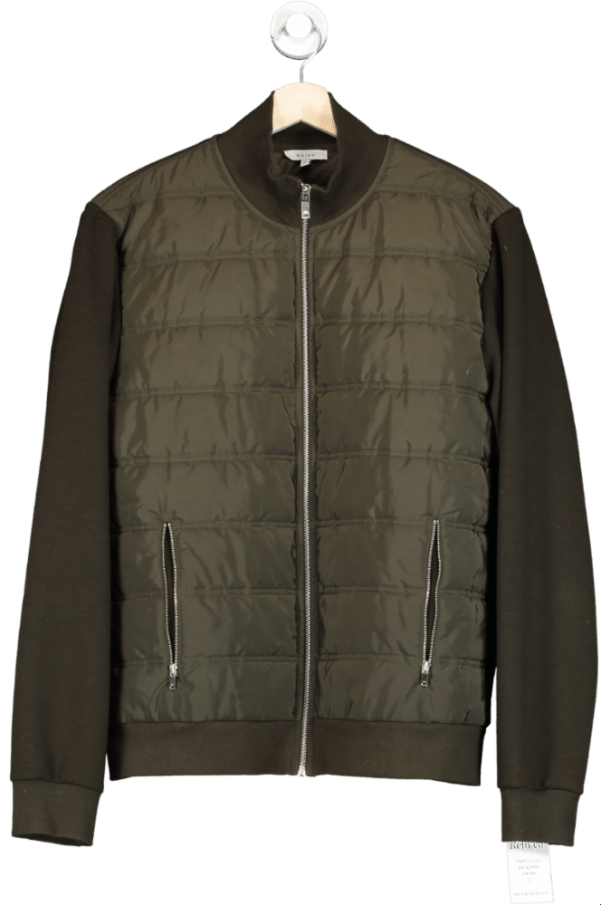 Reiss Khaki Quilted front Bomber Jacket UK XL - Reliked