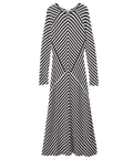 REISS Knitted Striped Midi Dress In Black/ivory UK S - Reliked