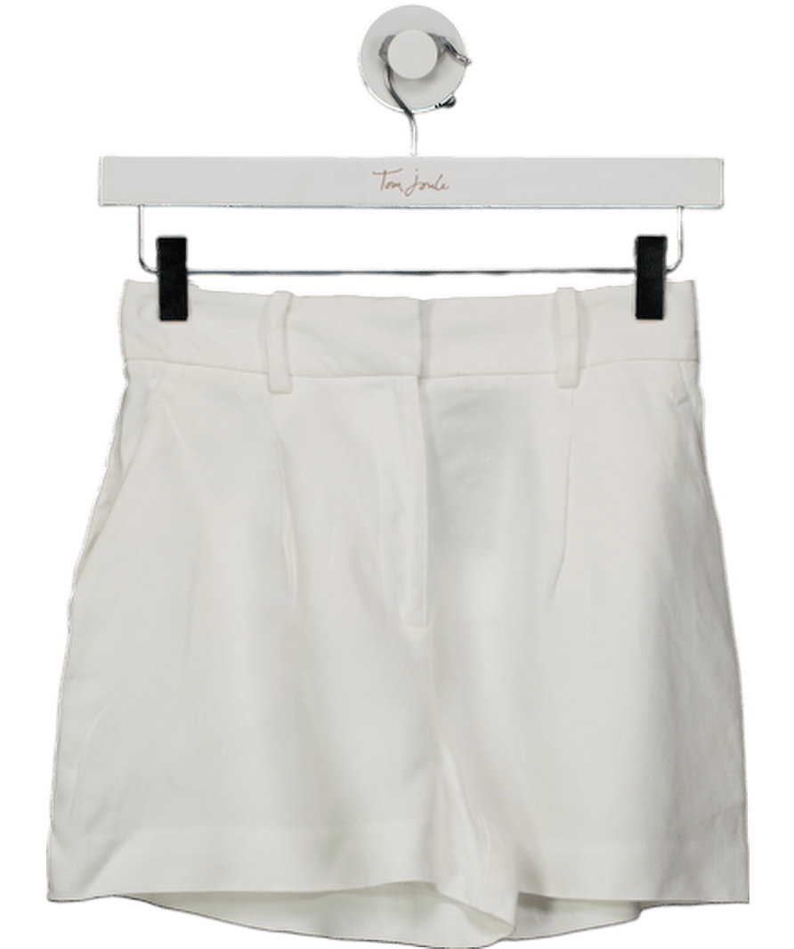 REISS Lori Viscose - linen Front Pleat Suit Shorts In White UK 4 - Reliked