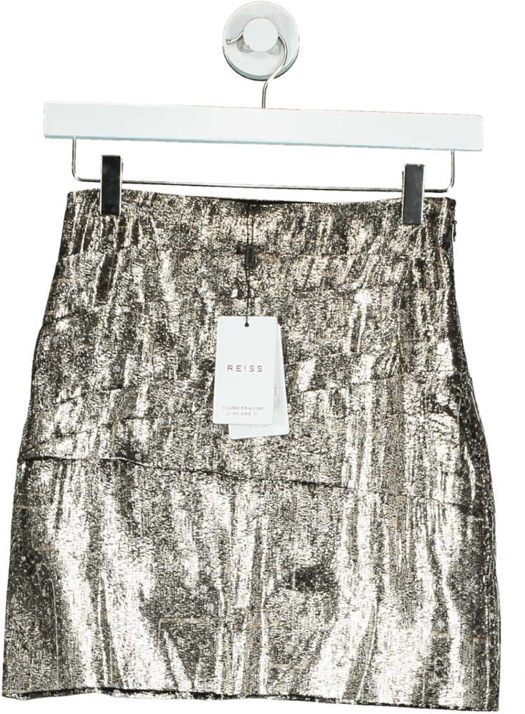 REISS Miller Metallic Mini Skirt UK 4 - Reliked