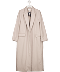 REISS neutral Lila Wool Blend Double Breasted Longline Coat UK 10 - Reliked