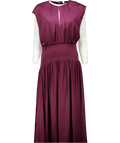 REISS Red Florere Rich Burgundy Knit And Satin Mix Midi Dress UK 14 - Reliked