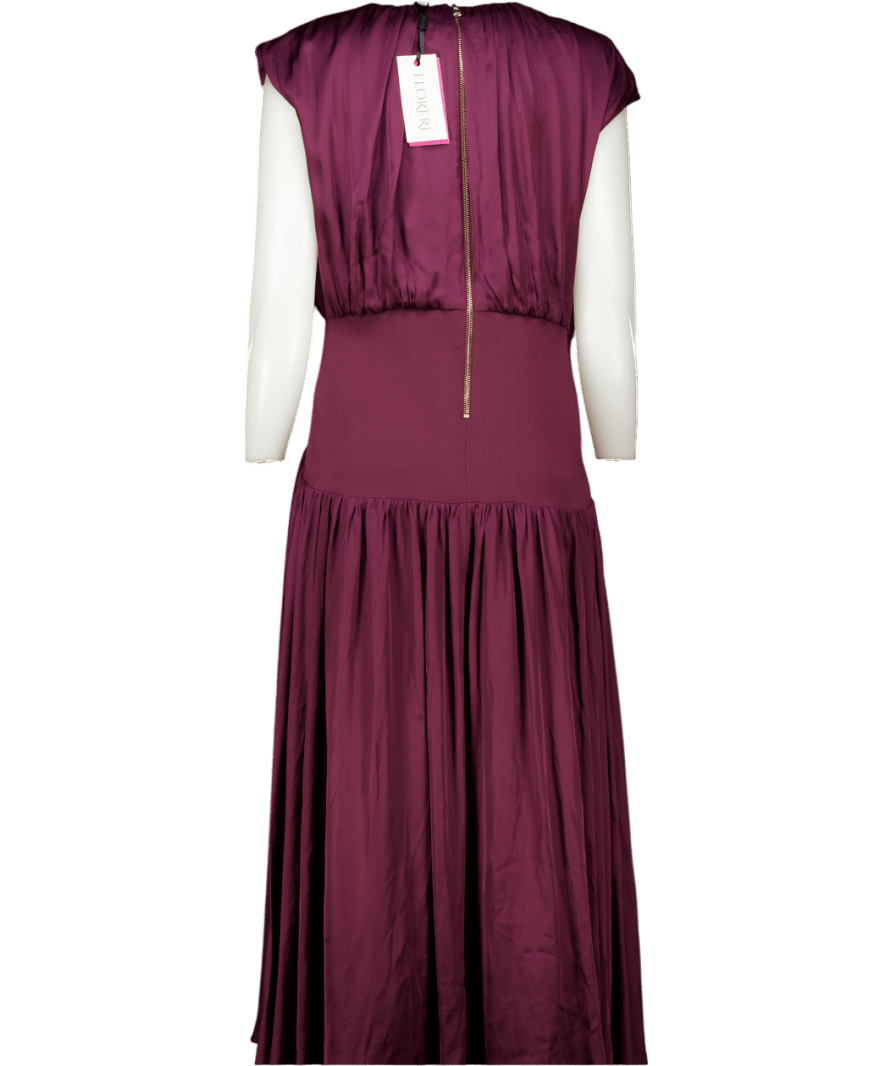REISS Red Florere Rich Burgundy Knit And Satin Mix Midi Dress UK 14 - Reliked