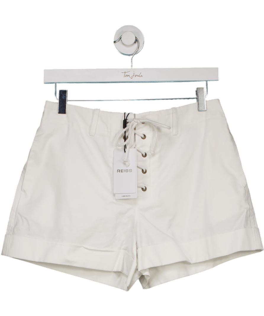 REISS White Clement Cotton Lace - up Shorts UK 6 - Reliked