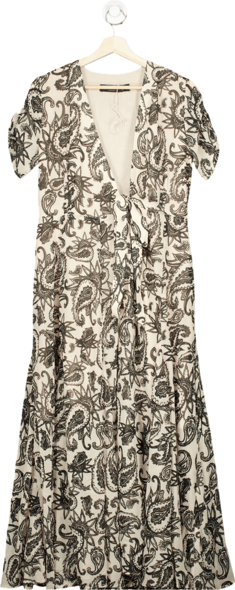 Religion Black and White Paisley Print Maxi Dress UK XS - Reliked