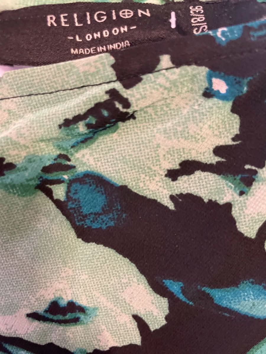 Religion Green Floral Maxi Dress UK XS - Reliked