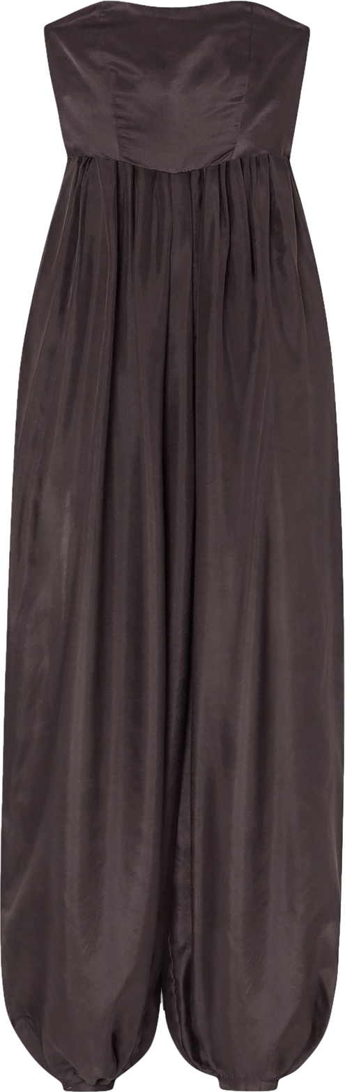 Kalita Black Solstice Strapless Cotton And Silk Blend Sateen And Habotai Bow-back Jumpsuit UK M