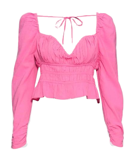 Free People Pink Ruched Blouse With Structured Sweetheart Neckline UK XS