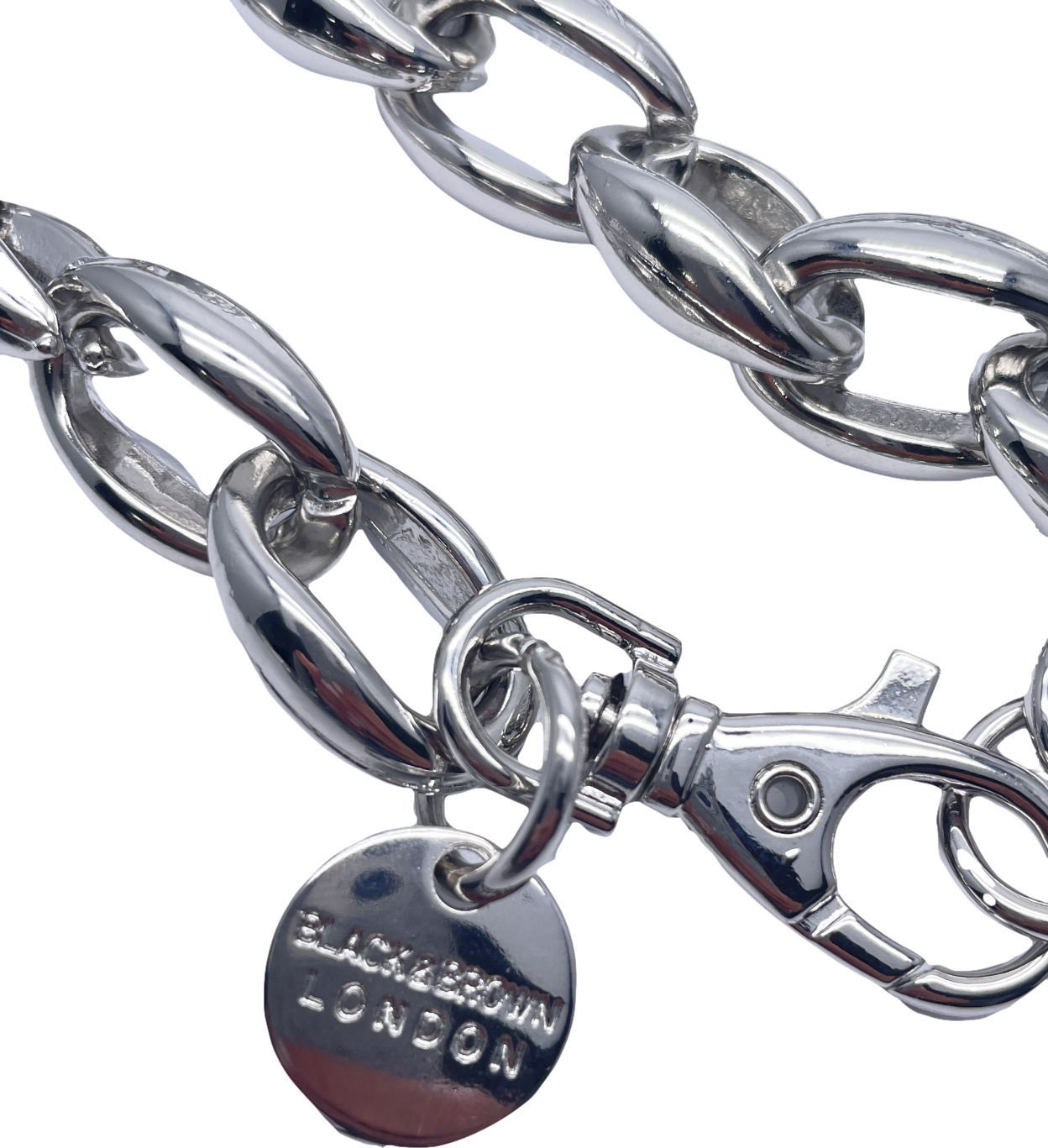 black & brown london Metallic Silver Chain Belt One Size