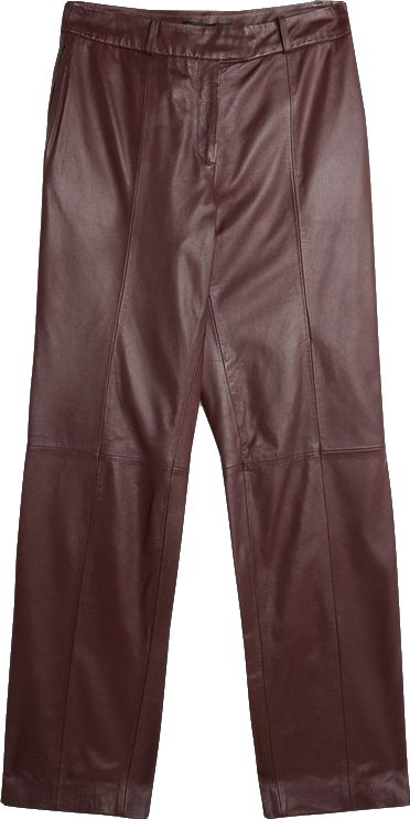 Karen Millen Burgundy Leather Straight Leg Trousers UK 10