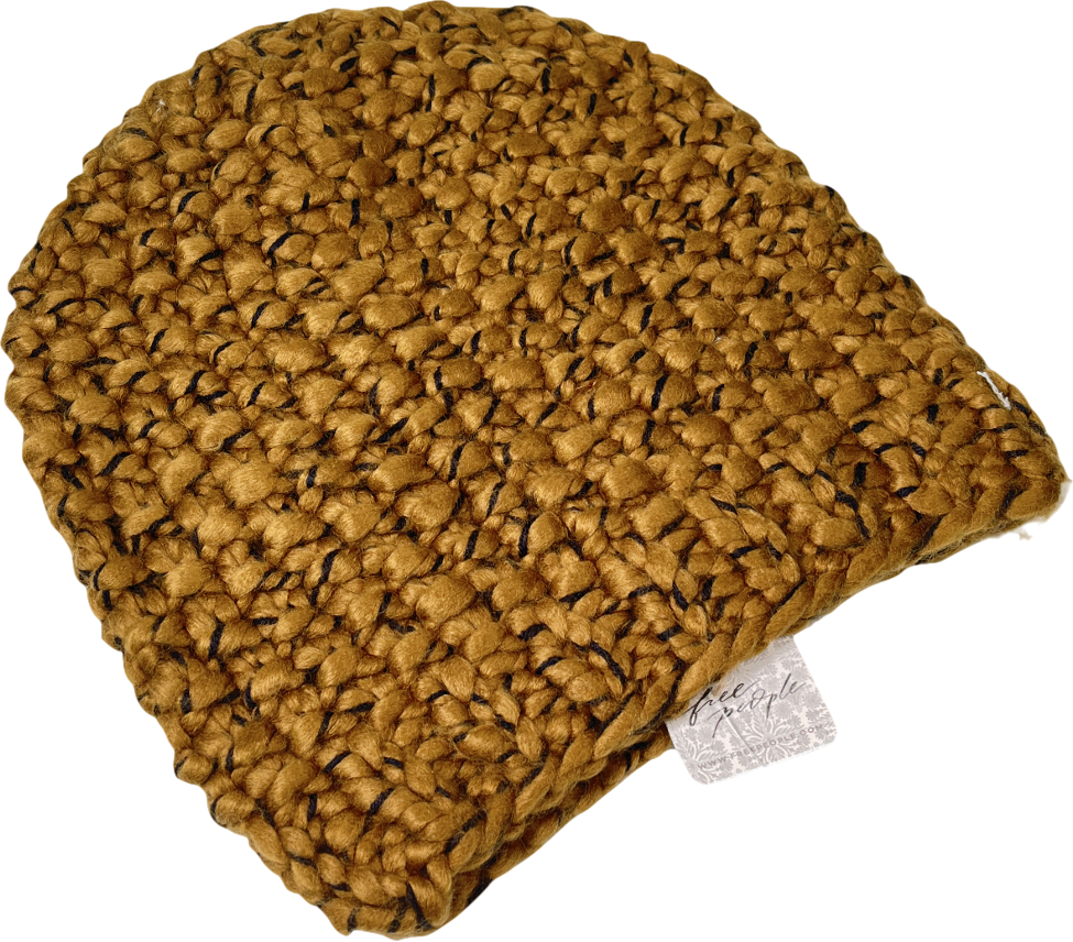 Free People Olive/ Brown Boucle Knit Slouchy Fireside Beanie One Size