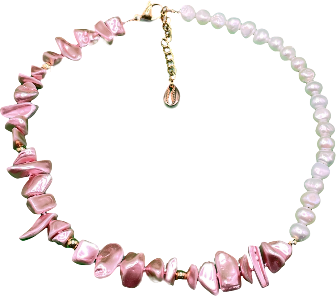 Cream Pink / Ivory Shell & Pearl Necklace