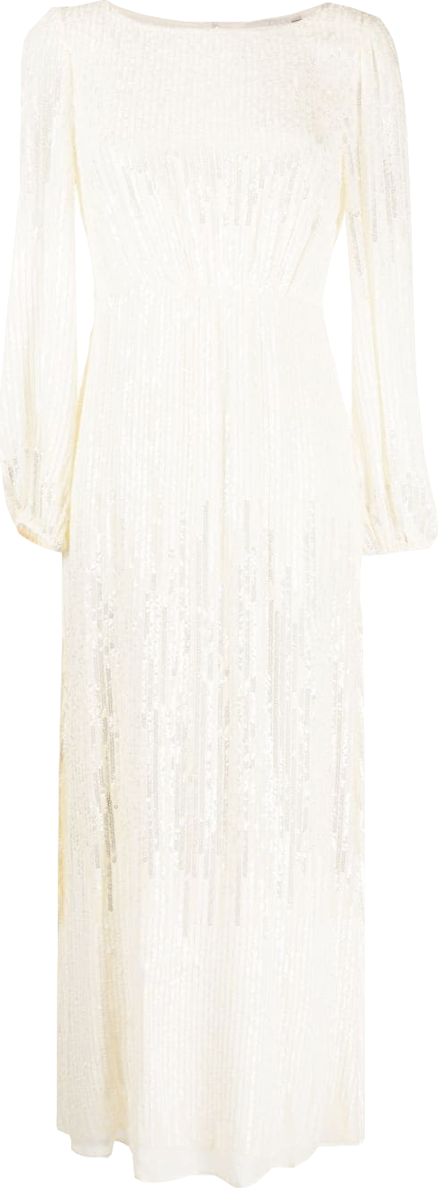 Rixo Cream Coco Sequin-embellished Midi Dress UK S