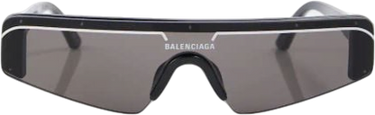 Balenciaga Black / White Rectangular Logo Ski Sunglasses in case