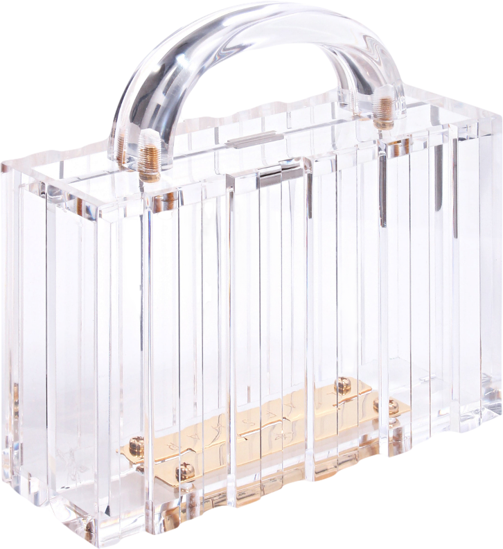 L'Afshar Metallic Lucite Pagoda (gold Hardware) Top Handle Box Bag One Size