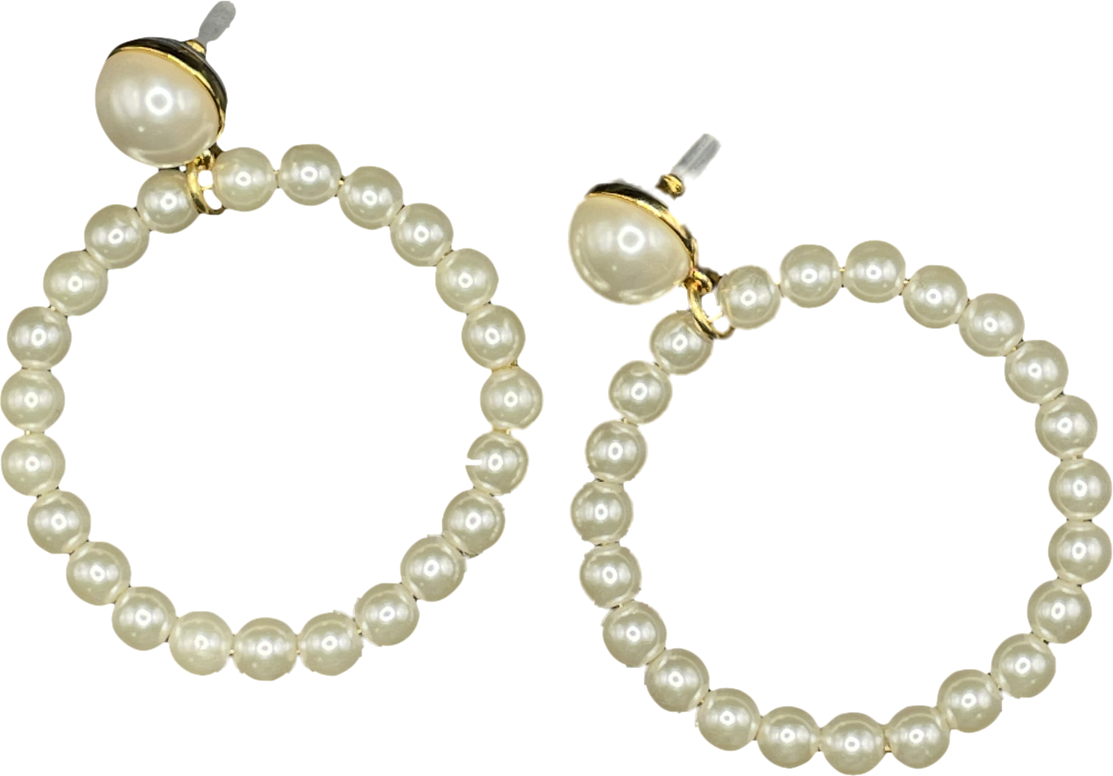 Cream Pearl Oversize Ring Earrings