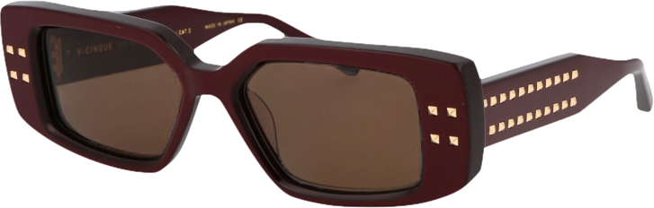 Valentino Wine Red V - Cinque Sunglasses In Case