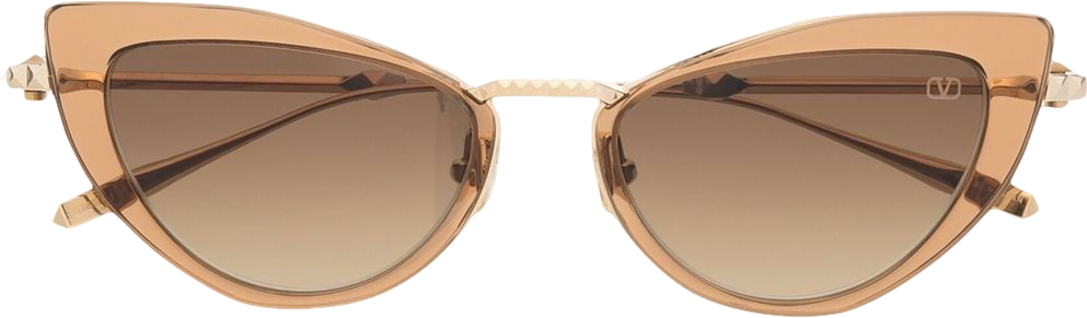 Valentino Brown Viii - Cat-eye Titanium And Acetate Stud Frame