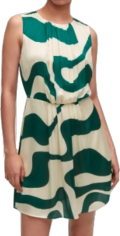 MANGO Cream Printed Dress With Pleated Details BNWT UK M