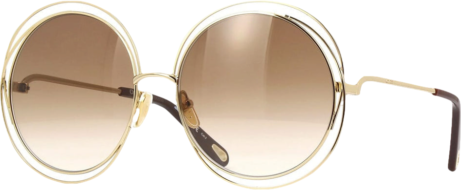 Chloé Metallic Gold Carlina Oversized Round Sunglasses