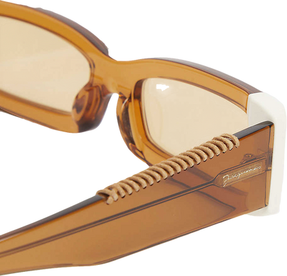 JACQUEMUS Brown Les Lunettes 97 Rectangular-frame Sunglasses in case