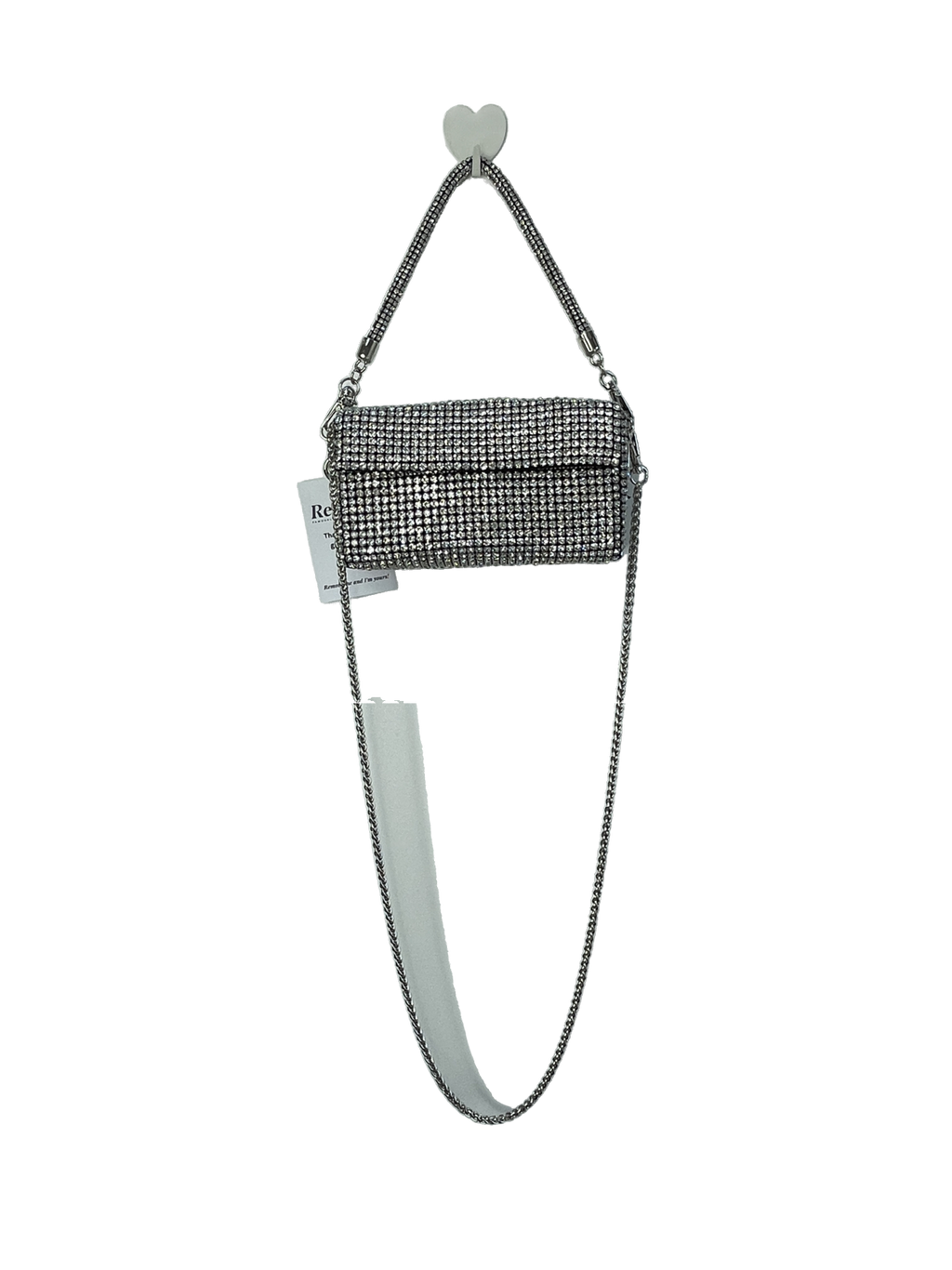 Giarite Metallic Rio - Silver Crystal Embellished Bag With Top Handle And Shoulder Strap