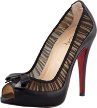 Christian Louboutin Black Fabric And Leather Angelique Pumps Size 37.5  Christian Louboutin