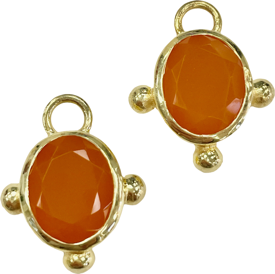 Heavenly London Gold / Orange Onyx Oval Detachable Drops For Huggies/hoop Earrings