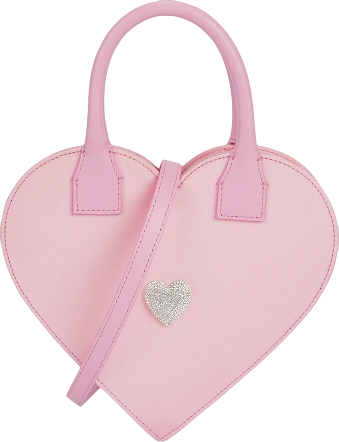 Mach & Mach Pink Satin Crystal-embellished Heart Tote Bag