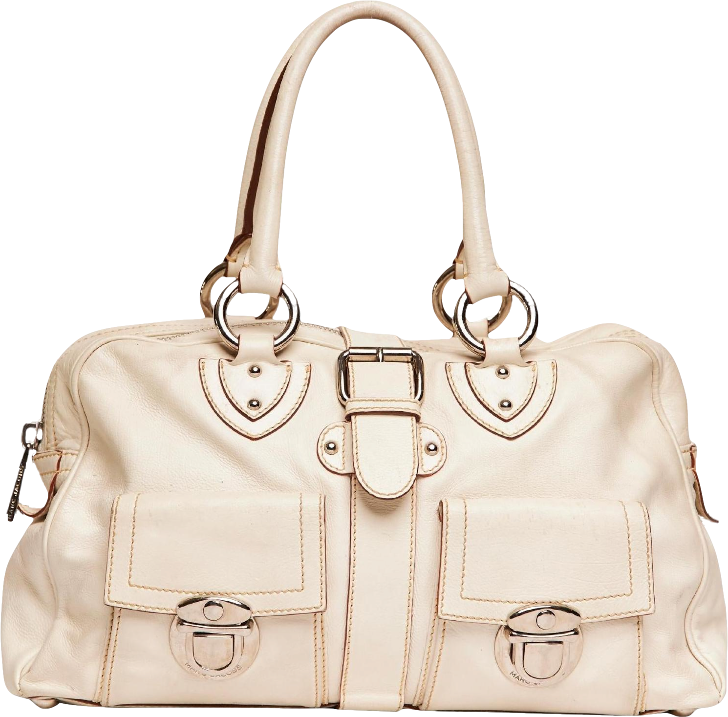Marc Jacobs Cream Leather 2 Pocket Top Handles Venetia Handbag