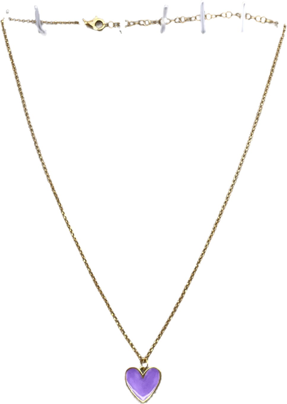 Glambou Purple 18k Gold Plated Lilac Heart Charm Necklace