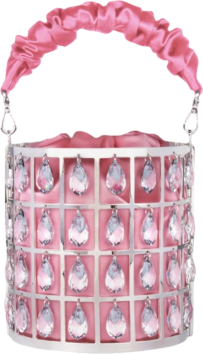 Marina Rapahel Beaded Chandelier Evening Bag In Pink Silk