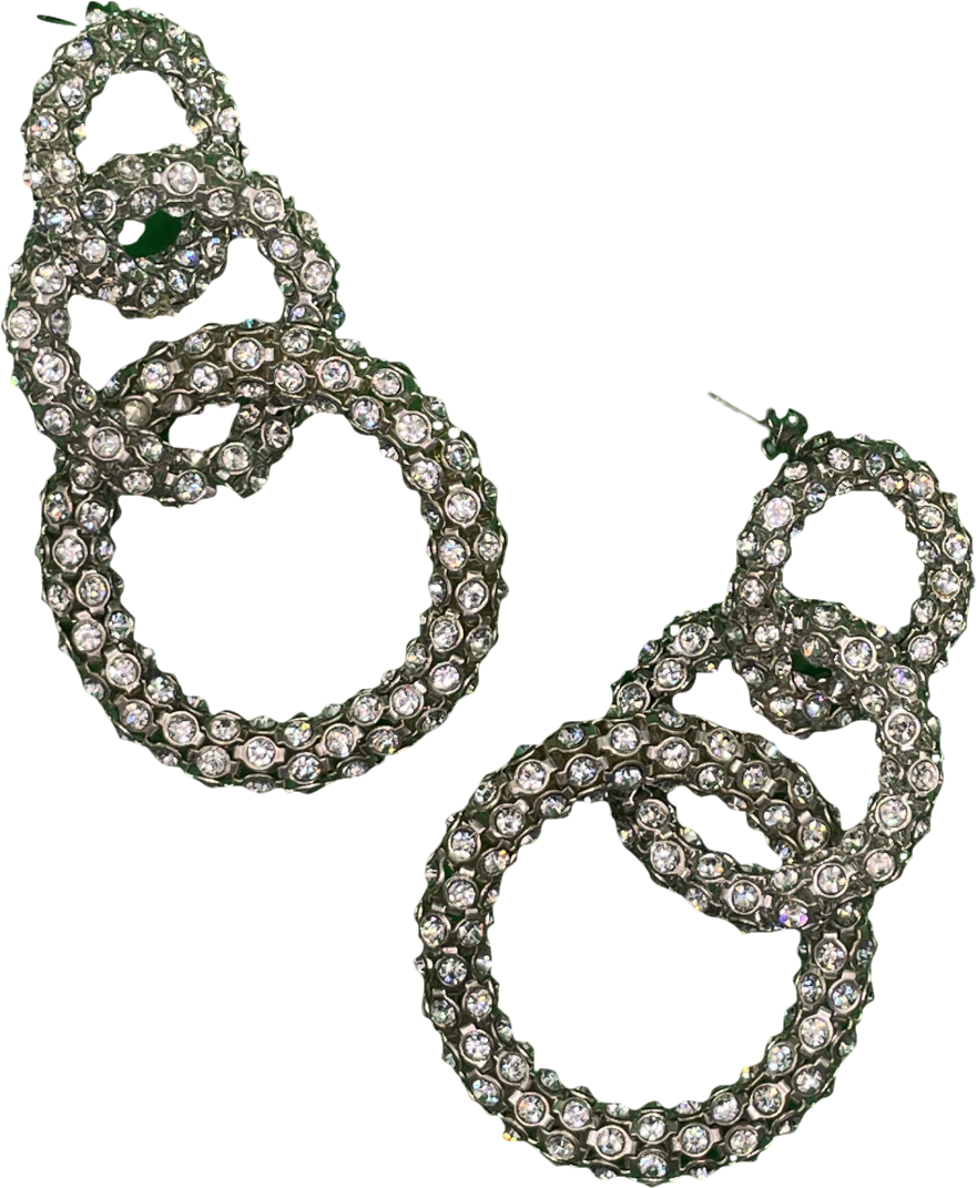 Jennifer Behr Silver Oversize Crystal Studded Earrings