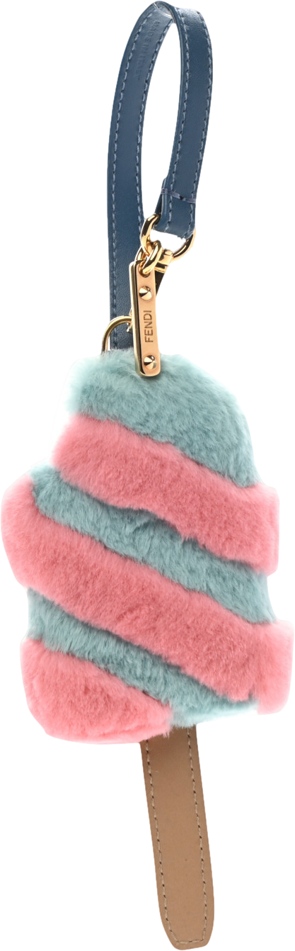 Fendi Pink / Blue Ice Cream Mink Fur Bag Charm In F141i Macar One Size