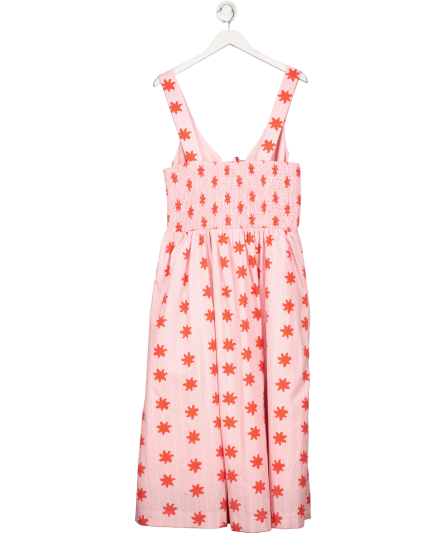 RENEE STUDIO Pink Plus Exclusive Shirred Back Corset Detail Tie Front Strappy Midi Dress UK 18 - Reliked