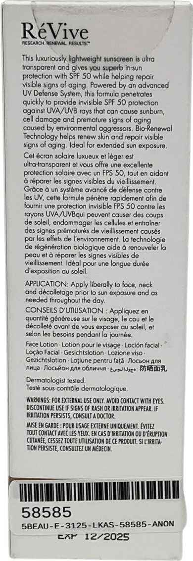 Revive Collagen Soleil Superiéur / Broad Spectrum Spf 50 Sunscreen Pa ++++ 50ml - Reliked