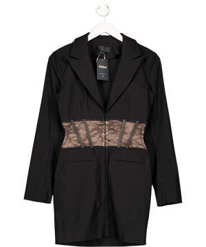 REVOLVE Black X Revolve Lace Corset Waist Blazer Dress UK S